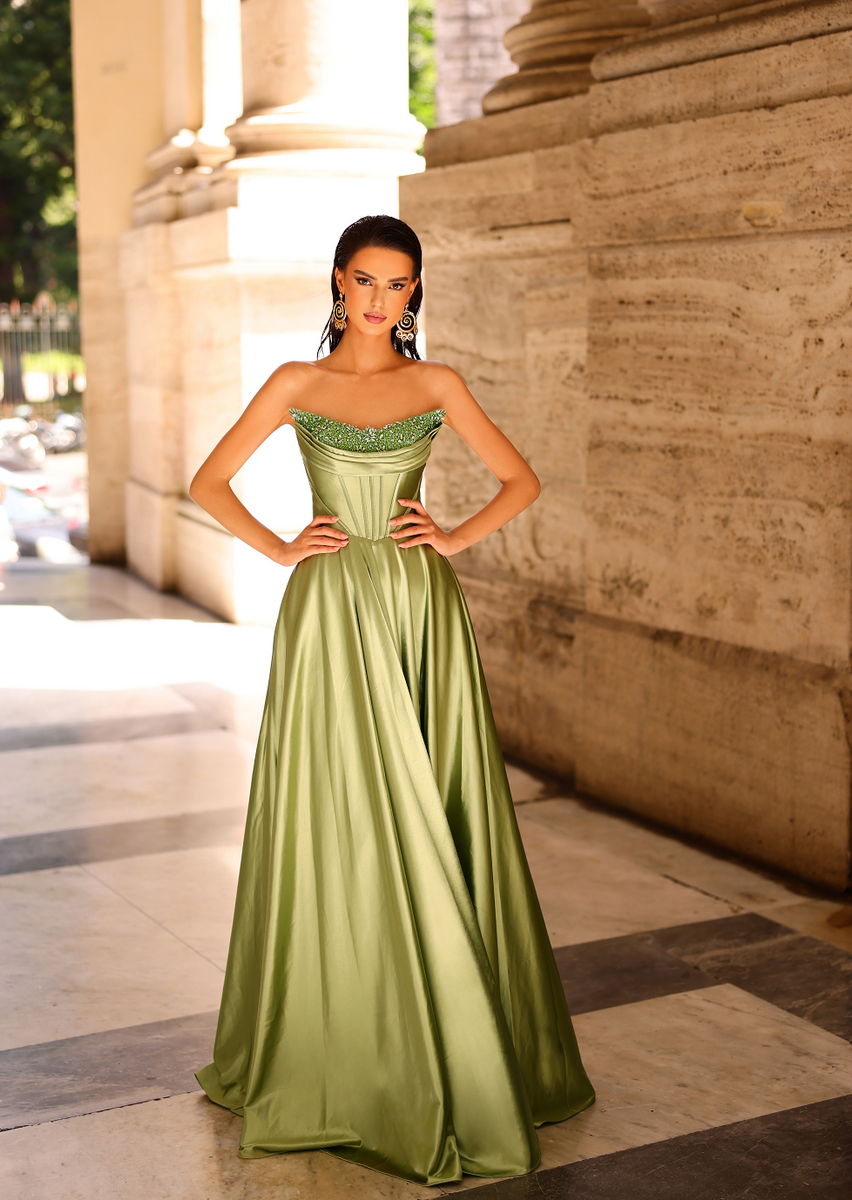 green emerald velvet dress Bella Lace-Up Sequin Satin Mini Dress main image 1