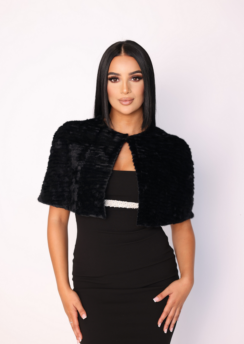 Casablanca Black Fur Cape Windsor & Lux