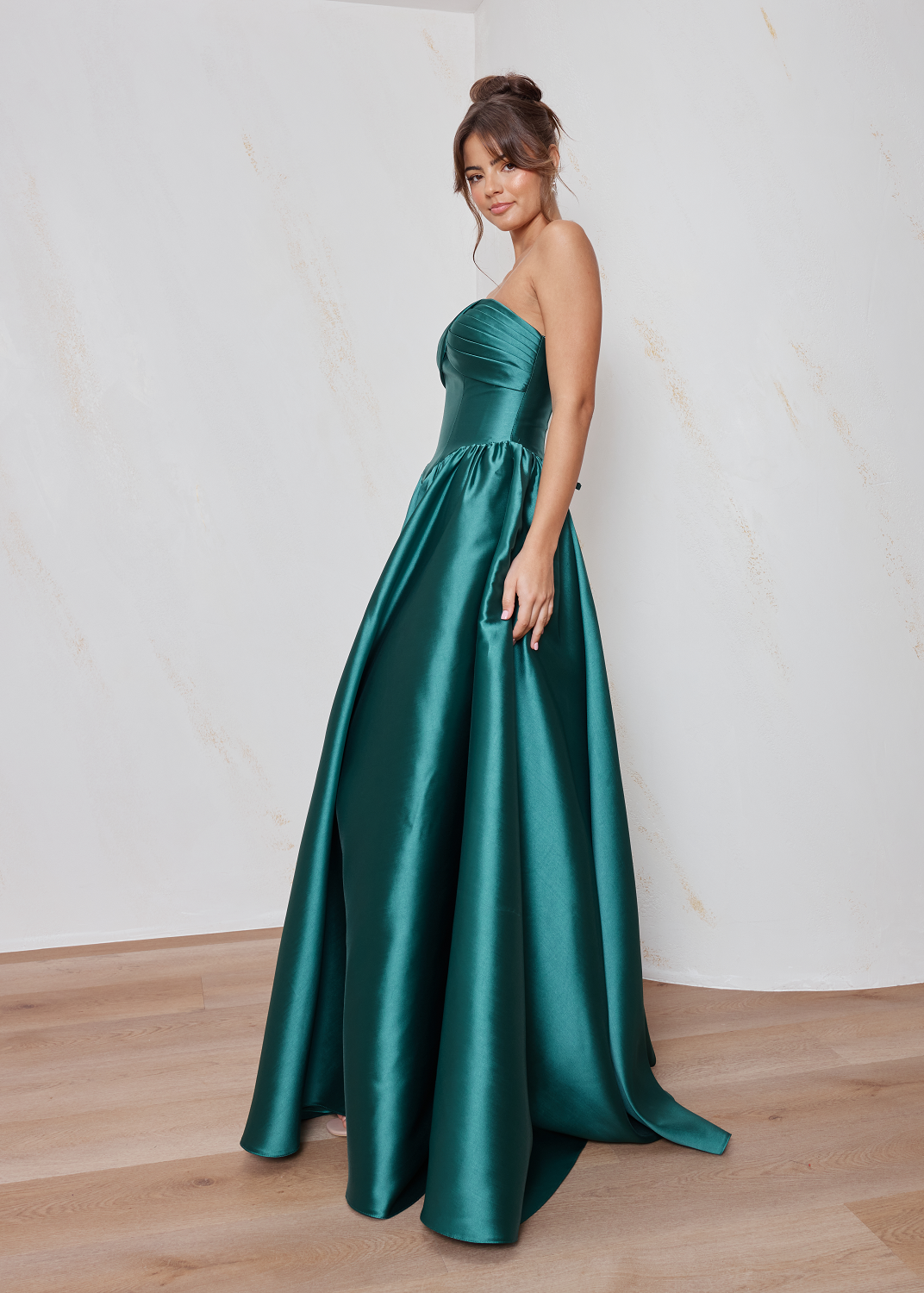 strapless open back dress ASHLINA |Tie Up Back Silk Crepe Red Formal Dress – Envious Bridal & Formal main image 0
