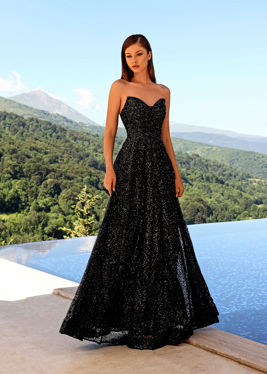Herlipto Dreamscape Twill Dress ブラック Darina Gown - Nicoletta NC2075 – Windsor & Lux