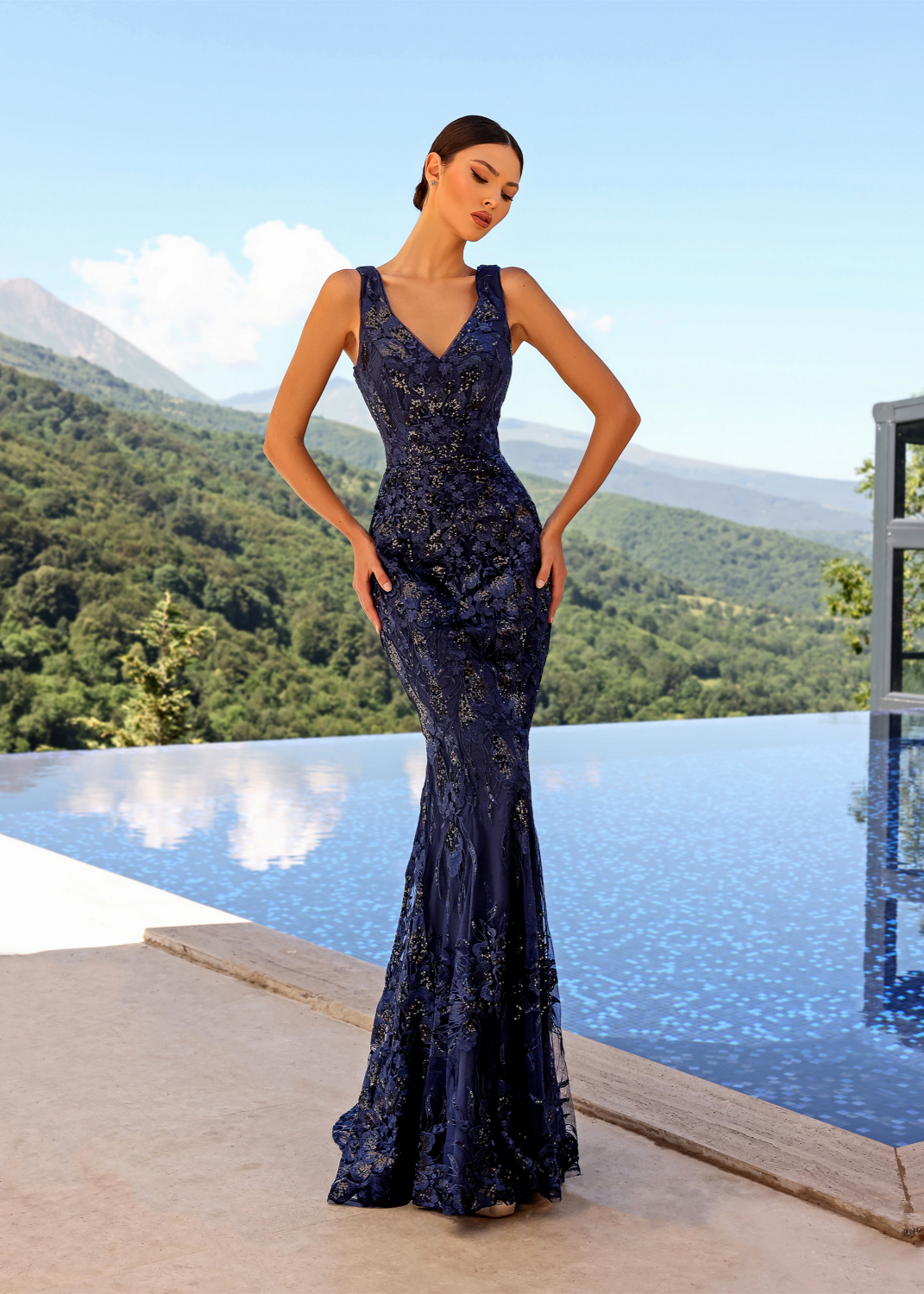 slim fit dress slacks Windsor Rose Gold Sequin Maxi Dress with Side Slit Detail and Open Back  (Small) main image 1