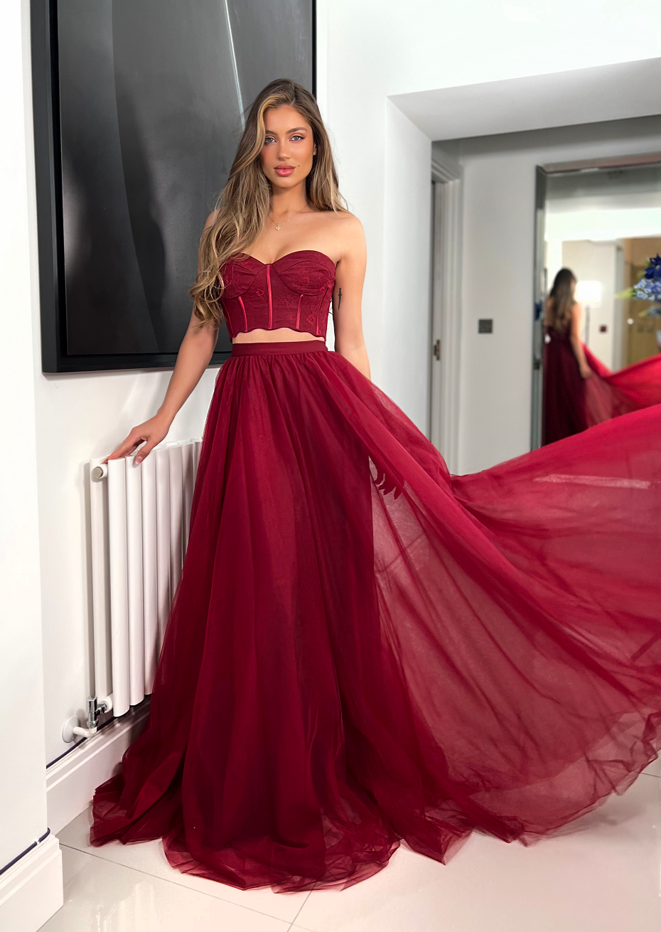 Maroon two 2025 piece dress