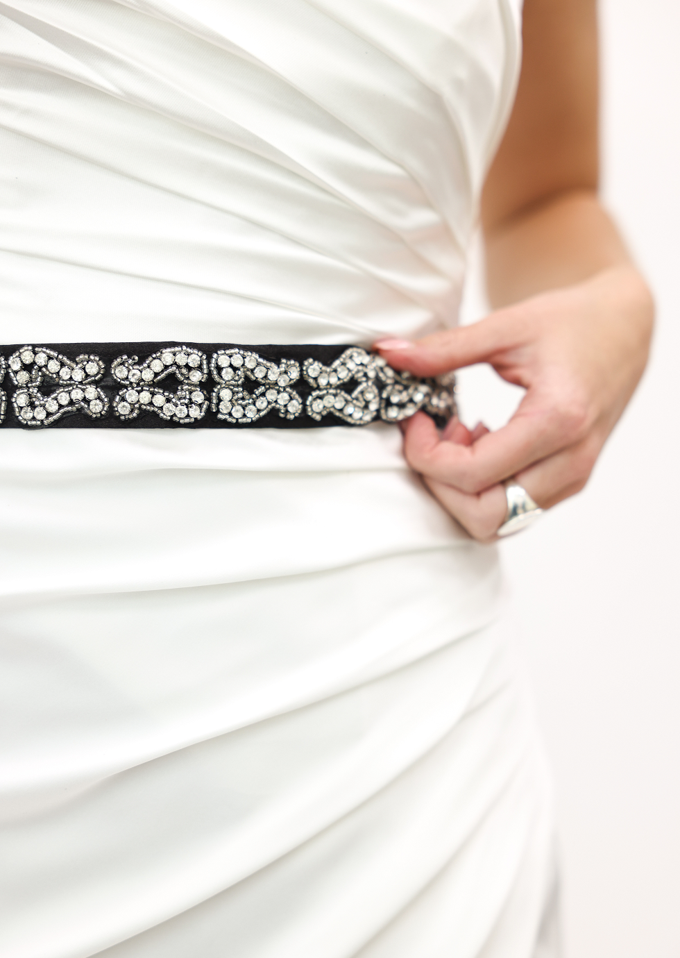 Satin Diamante Beaded Black Belt – Windsor & Lux