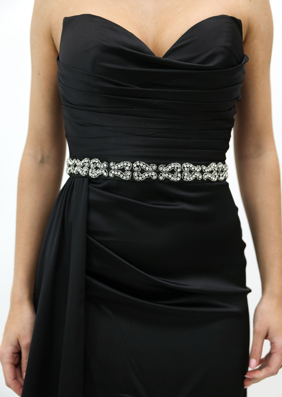 Satin Diamante Beaded Black Belt – Windsor & Lux
