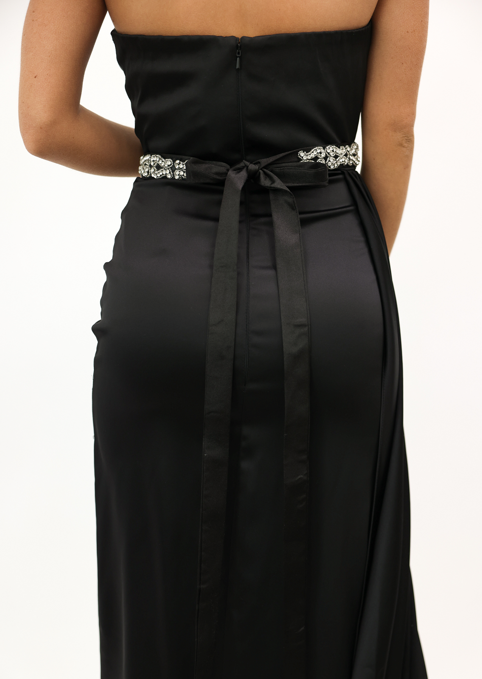 Satin Diamante Beaded Black Belt – Windsor & Lux